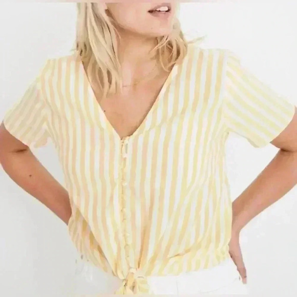 MADEWELL Agency Tie front striped top A83 - Picture 1 of 6
